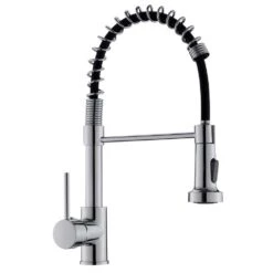 Single Handle Deck Mount Pull Down Sprayer Kitchen Faucet In Silver