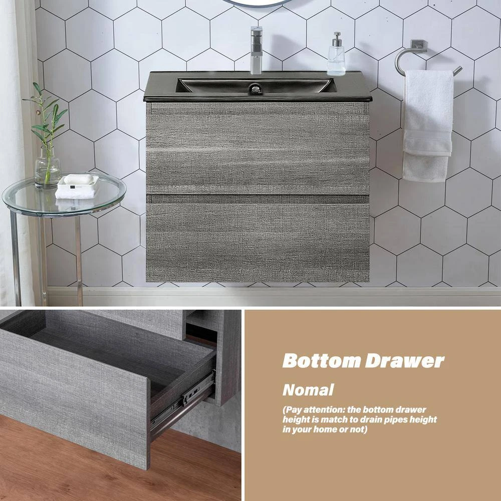 18 In. W X 19 In. H Bath Vanity In Gray With MDF Vanity Top In Black With Black Basin (1*Sink) 7 18 In. W X 19 In. H Bath Vanity In Gray With MDF Vanity Top In Black With Black Basin (1*Sink) - Image 7