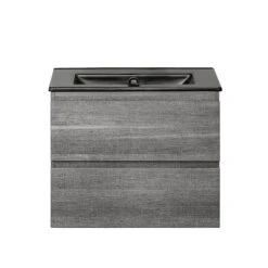 18 In. W X 19 In. H Bath Vanity In Gray With MDF Vanity Top In Black With Black Basin (1*Sink)