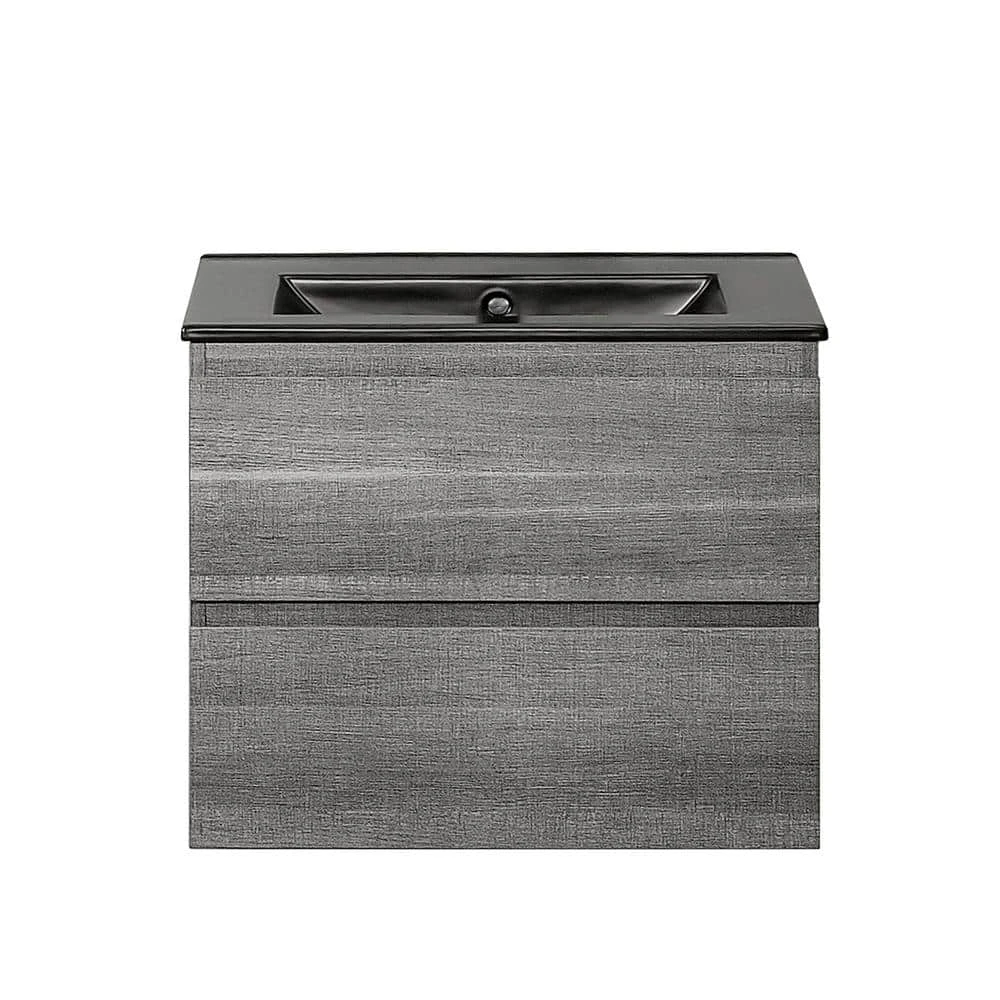 18 In. W X 19 In. H Bath Vanity In Gray With MDF Vanity Top In Black With Black Basin (1*Sink) 1 18 In. W X 19 In. H Bath Vanity In Gray With MDF Vanity Top In Black With Black Basin (1*Sink)