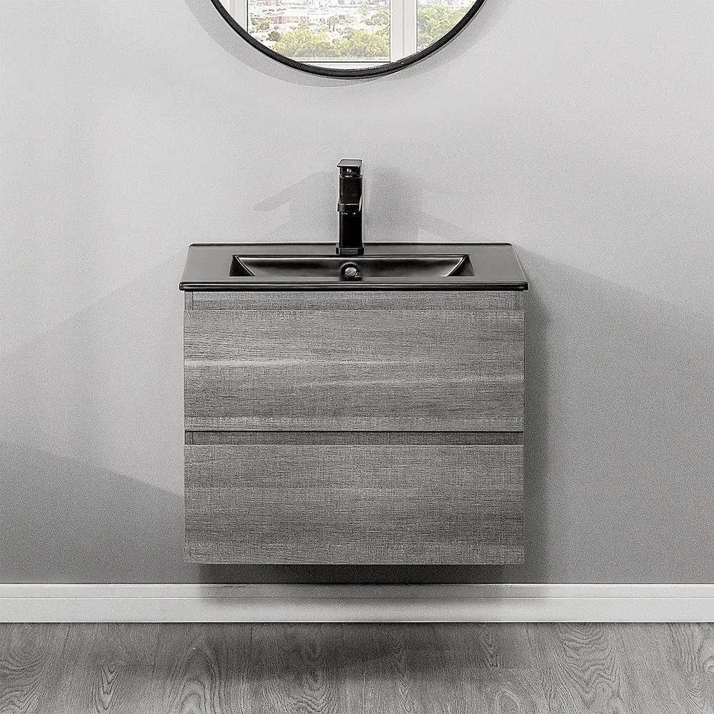 18 In. W X 19 In. H Bath Vanity In Gray With MDF Vanity Top In Black With Black Basin (1*Sink) 9 18 In. W X 19 In. H Bath Vanity In Gray With MDF Vanity Top In Black With Black Basin (1*Sink) - Image 9