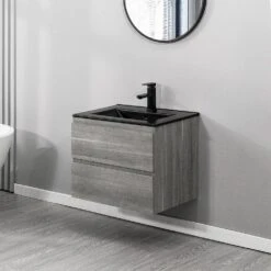 18 In. W X 19 In. H Bath Vanity In Gray With MDF Vanity Top In Black With Black Basin (1*Sink) 17 18 In. W X 19 In. H Bath Vanity In Gray With MDF Vanity Top In Black With Black Basin (1*Sink) -FURITURE SALE SHOP tahanbath bathroom vanities with tops q xuyan k2152 b fa 1000