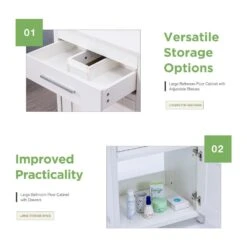 18 In. W Bathroom Modern Pedestal Vanity, Sink Storage Cabinet -FURITURE SALE SHOP tahanbath bathroom vanities with tops q xuyan k2160wh 1f 1000