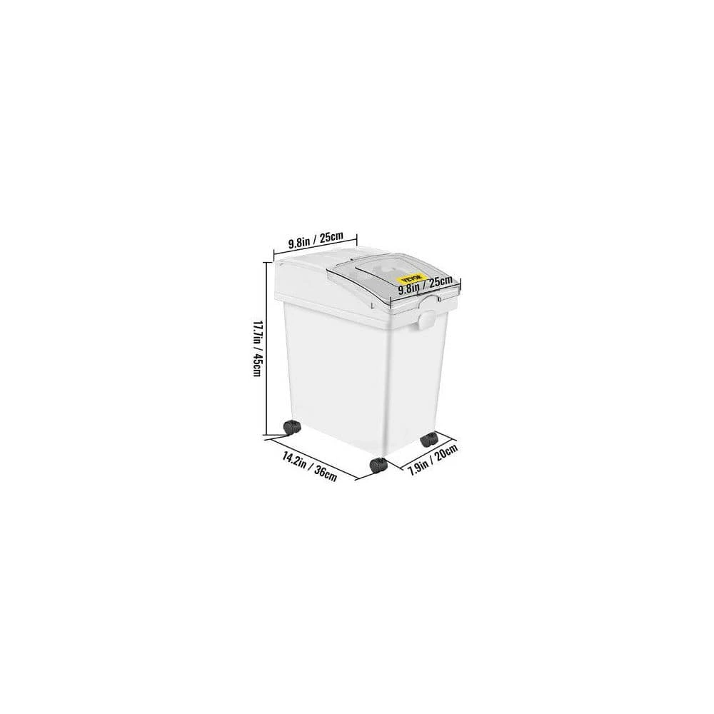 3-Piece 5.2 Gal. Ingredient Storage Bins-PP Flour Bins With Wheels, Scoop And Sliding Lid (White) 3 3-Piece 5.2 Gal. Ingredient Storage Bins-PP Flour Bins With Wheels, Scoop And Sliding Lid (White) - Image 3