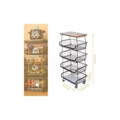 5 -Tier Fruit Basket For Kitchen Organizers And Storage, Stackable Metal Wire Basket Stand Cart With Wheels 12 5 -Tier Fruit Basket For Kitchen Organizers And Storage, Stackable Metal Wire Basket Stand Cart With Wheels -FURITURE SALE SHOP tahanbath fruit baskets z d0102xfbgtx 1f 1000