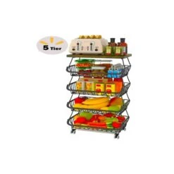 5 -Tier Fruit Basket For Kitchen Organizers And Storage, Stackable Metal Wire Basket Stand Cart With Wheels 10 5 -Tier Fruit Basket For Kitchen Organizers And Storage, Stackable Metal Wire Basket Stand Cart With Wheels -FURITURE SALE SHOP tahanbath fruit baskets z d0102xfbgtx c3 1000