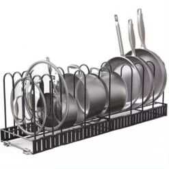 Expandable Pot Lid Organizer, Pots And Pans Lid Rack Drawer Organizer, Adjustable Pot Lid Holders For Cabinet, Clearance