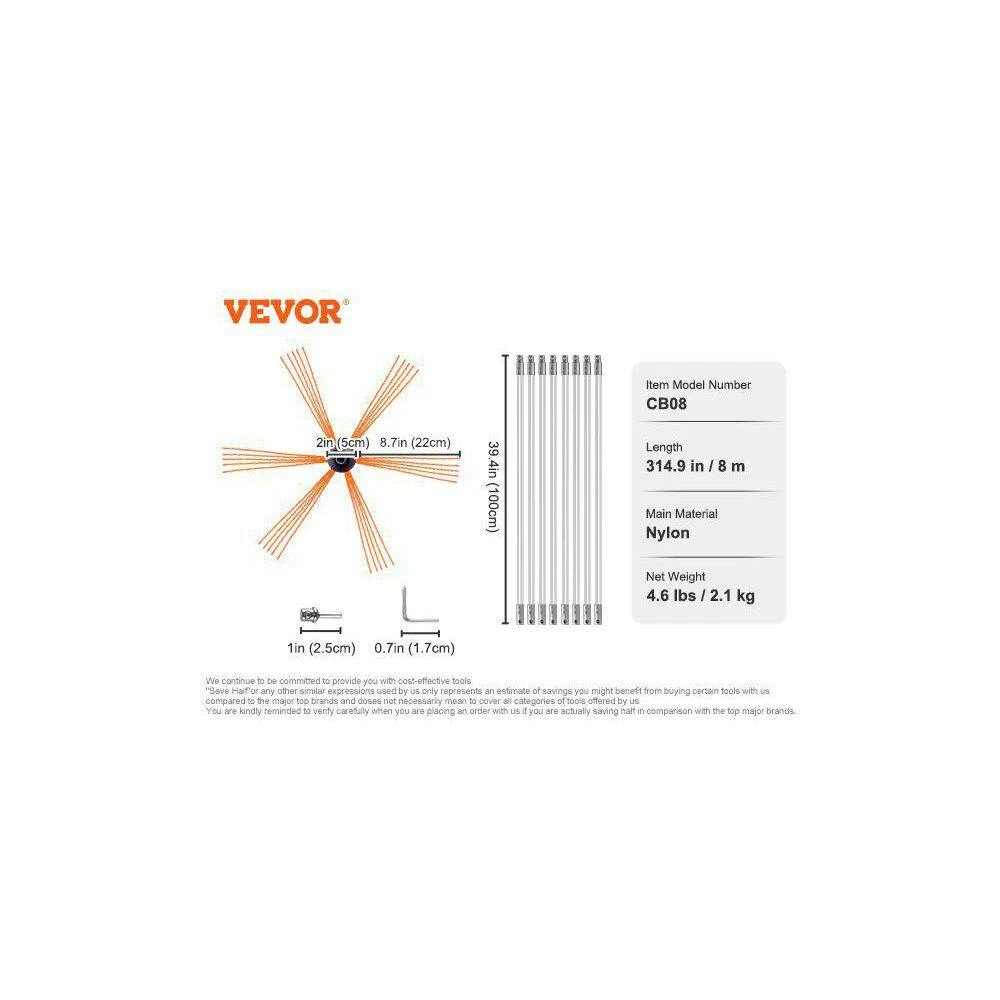 26 Ft. Chimney Sweep Kit With 8-Flexible Rods And 360° Brush-Fireplace Flue Cleaner 2 26 Ft. Chimney Sweep Kit With 8-Flexible Rods And 360° Brush-Fireplace Flue Cleaner - Image 2