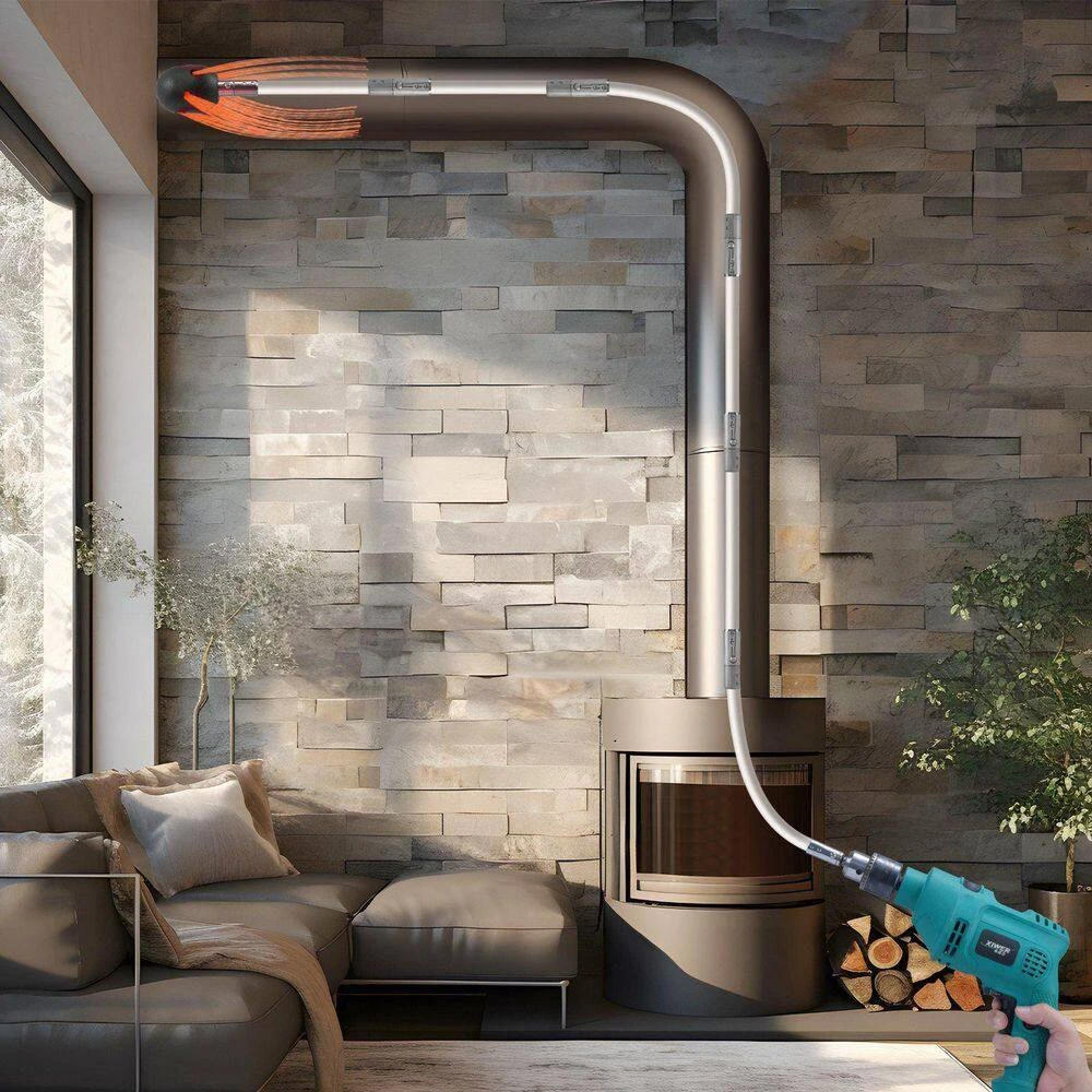 26 Ft. Chimney Sweep Kit With 8-Flexible Rods And 360° Brush-Fireplace Flue Cleaner 3 26 Ft. Chimney Sweep Kit With 8-Flexible Rods And 360° Brush-Fireplace Flue Cleaner - Image 3