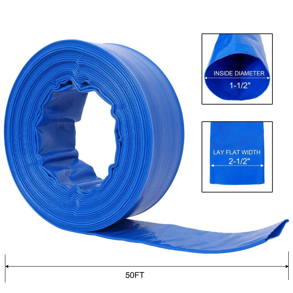 1-1/2 In. X 50 Ft. Blue Heavy Duty PVC Pool Backwash Hose Sewage/Effluent Accessory 6 1-1/2 In. X 50 Ft. Blue Heavy Duty PVC Pool Backwash Hose Sewage/Effluent Accessory - Image 6