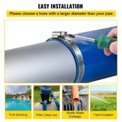 12.89 Ft 2" X 105' PVC Lay Flat Discharge Hose-Heavy Duty, Blue -FURITURE SALE SHOP tahanbath pvc schedule 40 pipe z t3342p298313 1f 1000