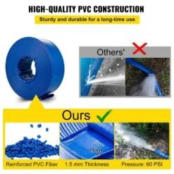 12.89 Ft 2" X 105' PVC Lay Flat Discharge Hose-Heavy Duty, Blue -FURITURE SALE SHOP tahanbath pvc schedule 40 pipe z t3342p298313 66 1000