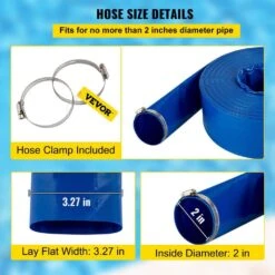 12.89 Ft 2" X 105' PVC Lay Flat Discharge Hose-Heavy Duty, Blue -FURITURE SALE SHOP tahanbath pvc schedule 40 pipe z t3342p298313 fa 1000