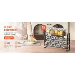 Spice Rack Organizer For Cabinet Kitchen Countertop Seasoning Organizer 18 X 11 In. -FURITURE SALE SHOP tahanbath spice racks z d010277ux7j 66 1000