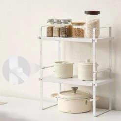 2 Tier Cabinet Organizer Shelf Counter Shelves Steel Kitchen Storage Spice Rack In White -FURITURE SALE SHOP tahanbath spice racks z d010277uxm8 31 1000
