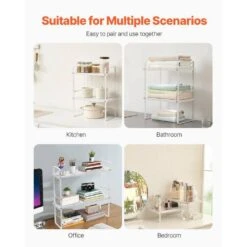 2 Tier Cabinet Organizer Shelf Counter Shelves Steel Kitchen Storage Spice Rack In White -FURITURE SALE SHOP tahanbath spice racks z d010277uxm8 76 1000