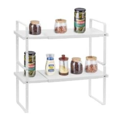 2 Tier Cabinet Organizer Shelf Counter Shelves Steel Kitchen Storage Spice Rack In White -FURITURE SALE SHOP tahanbath spice racks z d010277uxm8 c3 1000