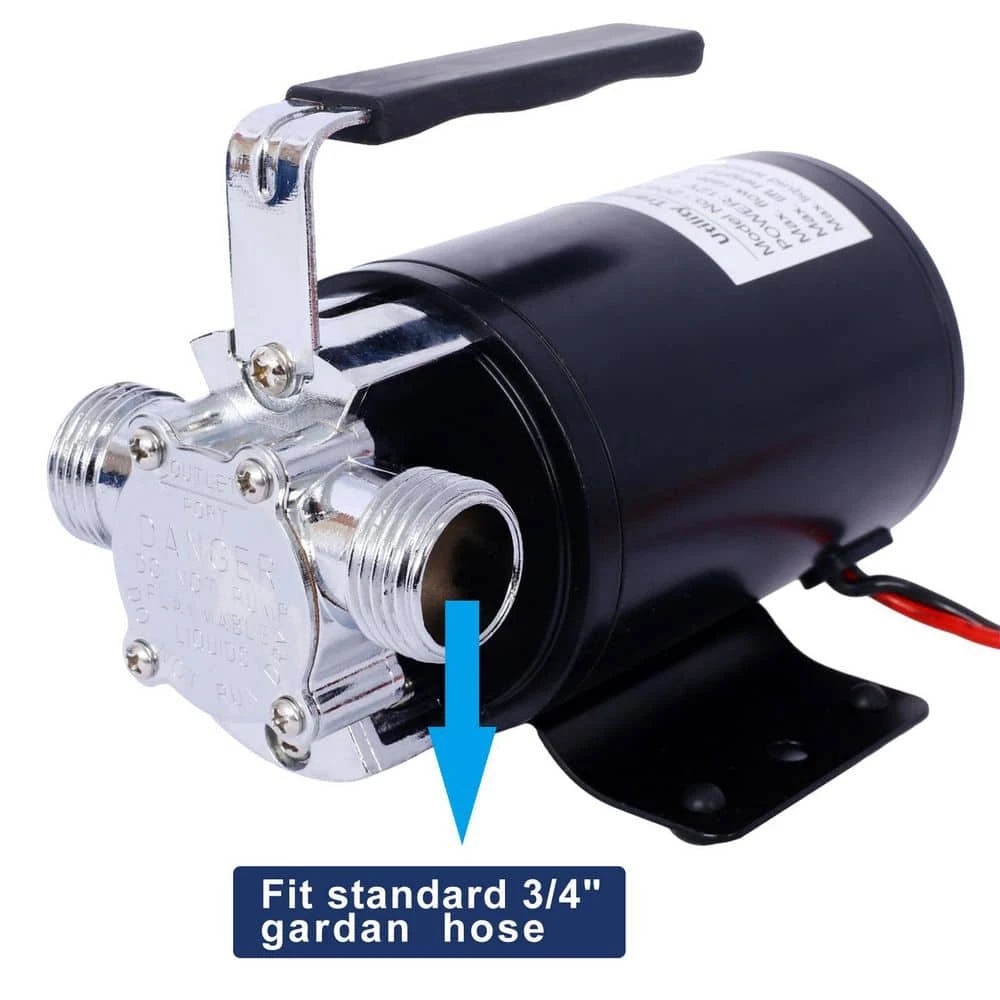 DC 12-Volt 1/10HP 330GPH Battery Powered Portable Electric Utility Sump Transfer Water Pump With Water Hose Kit Black 2 DC 12-Volt 1/10HP 330GPH Battery Powered Portable Electric Utility Sump Transfer Water Pump With Water Hose Kit Black - Image 2