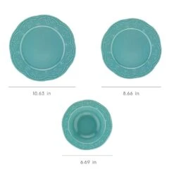 12-Pieces Porcelain Dinnerware Set In Turquoise -FURITURE SALE SHOP turquoise tahanbath dinnerware sets z b029119647 4f 1000