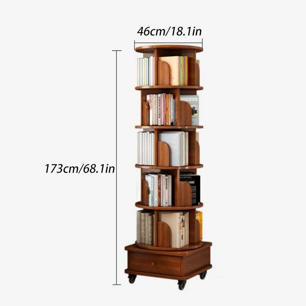 18.10 In. W X 18.10 In. D X 68.10 In. H Brown MDF Freestanding Linen Cabinet With Wheels And Drawers In Walnut 4 18.10 In. W X 18.10 In. D X 68.10 In. H Brown MDF Freestanding Linen Cabinet With Wheels And Drawers In Walnut - Image 4