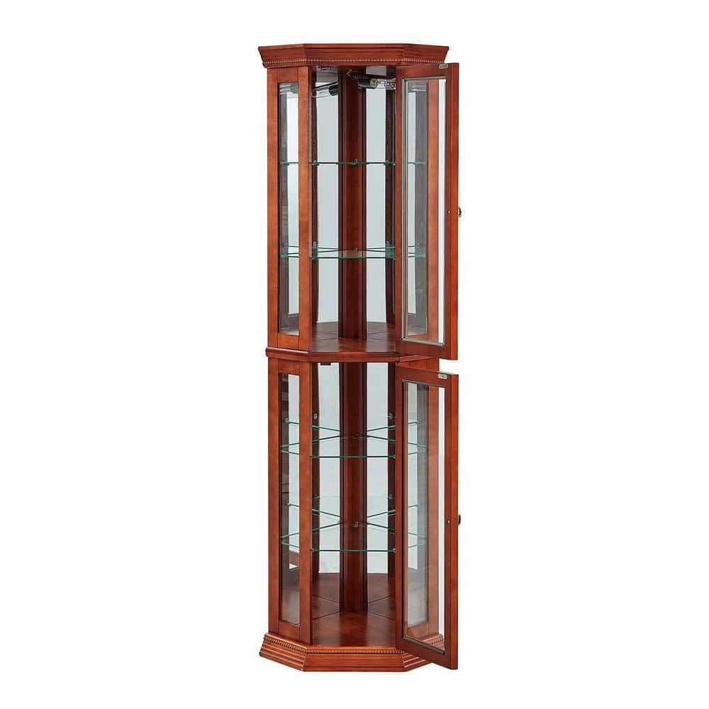 16 In. W X 21.50 In. D X 69.75 In. H Walnut MDF Freestanding Linen Cabinet With Lights And Glass Shelve In Walnut 4 16 In. W X 21.50 In. D X 69.75 In. H Walnut MDF Freestanding Linen Cabinet With Lights And Glass Shelve In Walnut - Image 4