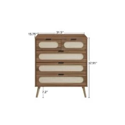 5-Drawer Cabinet, Accent Storage Cabinet, Suitable For Living Room, Bedroom, Dining Room, Study In Walnut -FURITURE SALE SHOP walnut tahanbath pantry organizers z w2275p149111 fa 1000