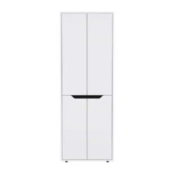 11.80 In. W X 23.60 In. D X 66.90 In. H Particle Board Freestanding Linen Cabinet W/5-Shelves In White/Black