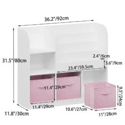 11.81 In. W X 36.22 In. D X 31.50 In. H MultiColored MDF Freestanding Linen Cabinet With 3-Fabric Drawers In White/Pink -FURITURE SALE SHOP white pink tahanbath linen cabinets ct xl p242198 c3 1000