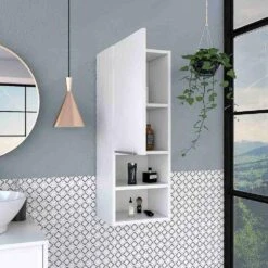 11.81 In. W X 10.04 In. D X 32.17 In. H Bathroom Storage Wall Cabinet In White -FURITURE SALE SHOP white tahanbath bathroom wall cabinets z b092122814 1f 1000