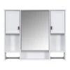 6.70 In. W X 35.00 In. D X 28.70 In. H Bathroom Storage Wall Cabinet With Mirror Towels Bar In White