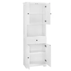 13.80 In. W X 23.60 In. D X 67.70 In. H Bathroom Storage Wall Cabinet In White -FURITURE SALE SHOP white tahanbath bathroom wall cabinets z n725p188459k 1f 1000