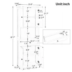 13.80 In. W X 23.60 In. D X 67.70 In. H Bathroom Storage Wall Cabinet In White -FURITURE SALE SHOP white tahanbath bathroom wall cabinets z n725p188459k 31 1000