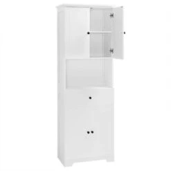 13.80 In. W X 23.60 In. D X 67.70 In. H Bathroom Storage Wall Cabinet In White