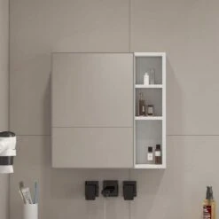 5.00 In. W X 21.70 In. D X 22.00 In. H Bathroom Storage Wall Cabinet A Separate Wall Mounted Bathroom Mirror In White -FURITURE SALE SHOP white tahanbath bathroom wall cabinets z w1347p183703 31 1000