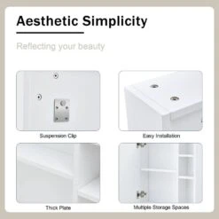 5.00 In. W X 21.70 In. D X 22.00 In. H Bathroom Storage Wall Cabinet A Separate Wall Mounted Bathroom Mirror In White -FURITURE SALE SHOP white tahanbath bathroom wall cabinets z w1347p183703 44 1000