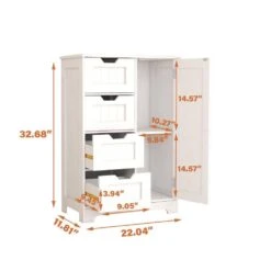 11.81 In. W X 22.50 In. D X 32.68 In. H Bathroom Storage Wall Cabinet In White -FURITURE SALE SHOP white tahanbath bathroom wall cabinets z w28222278 c3 1000