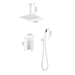 1-Spray 16 In. Dual Shower Head System Ceiling Mounted Shower 2.5 GPM In White -FURITURE SALE SHOP white tahanbath dual shower heads y w2287 141613 76 1000
