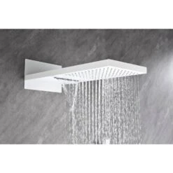 Wall Mounted Waterfall Rain Shower System With 3 Body Sprays And Handheld Shower 12 Wall Mounted Waterfall Rain Shower System With 3 Body Sprays And Handheld Shower -FURITURE SALE SHOP white tahanbath dual shower heads z w1272 120068 44 1000