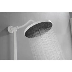 4-Spray Round High Preasure Adjustable Slide Bar Shower And Soap Dish With Hand Shower In White -FURITURE SALE SHOP white tahanbath dual shower heads z w1272 81835 76 1000