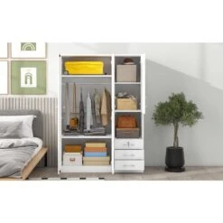 20 In. W X 47.20 In. D X 68.90 In. H White Particle Board Freestanding Linen Cabinet W/Shelves And 3-Drawers In White -FURITURE SALE SHOP white tahanbath linen cabinets ct xl 000011k 44 1000