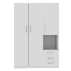 20 In. W X 47.20 In. D X 68.90 In. H White Particle Board Freestanding Linen Cabinet W/Shelves And 3-Drawers In White