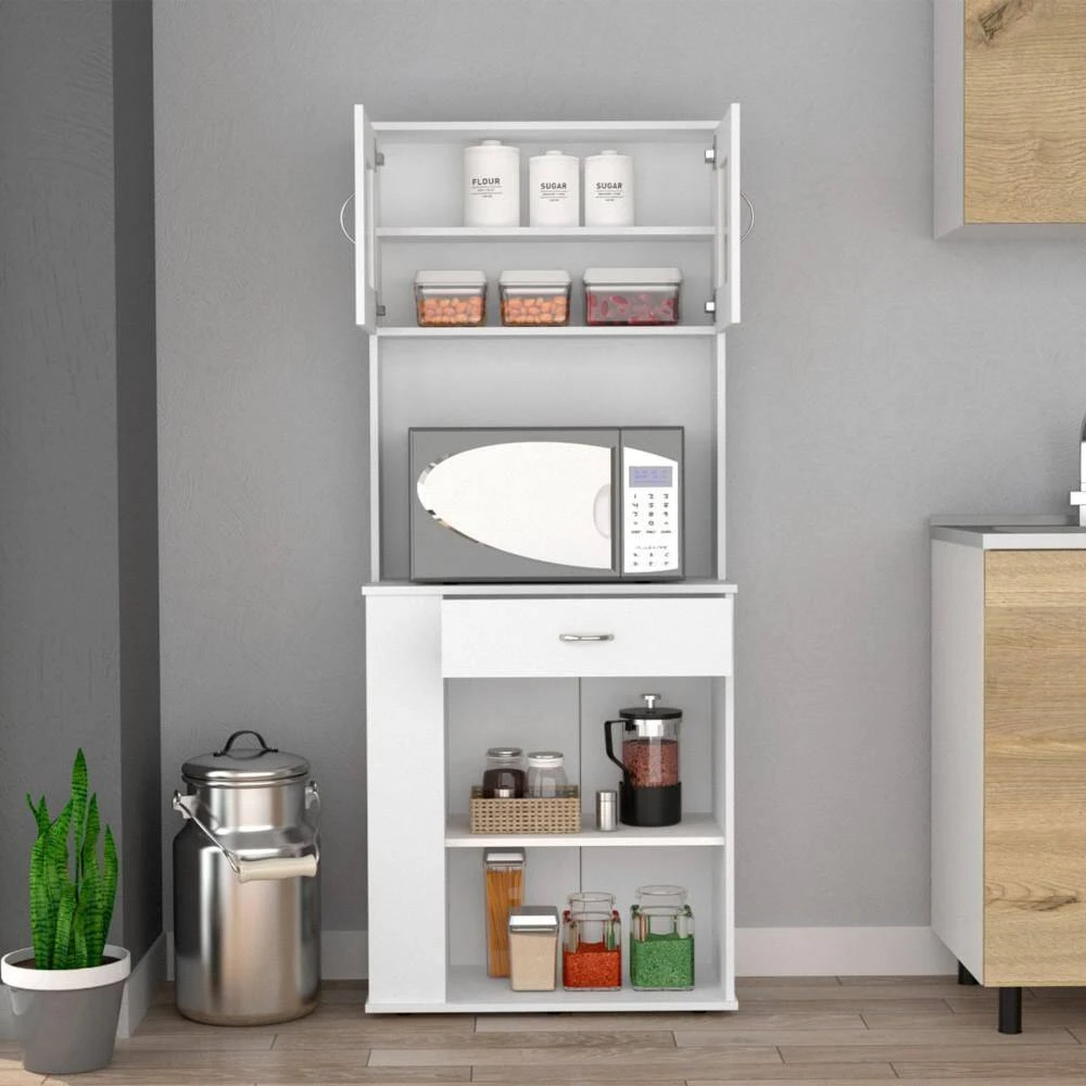 27.50 In. W X 13.70 In. D X 66.90 In. H White Particle Board Freestanding Linen Cabinet With 2 Storage Shelves In White 6 27.50 In. W X 13.70 In. D X 66.90 In. H White Particle Board Freestanding Linen Cabinet With 2 Storage Shelves In White - Image 6