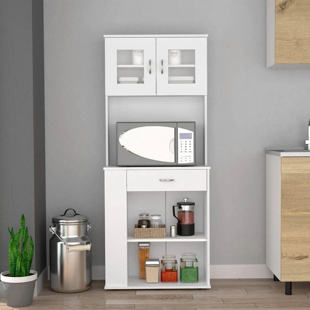 27.50 In. W X 13.70 In. D X 66.90 In. H White Particle Board Freestanding Linen Cabinet With 2 Storage Shelves In White 2 27.50 In. W X 13.70 In. D X 66.90 In. H White Particle Board Freestanding Linen Cabinet With 2 Storage Shelves In White - Image 2