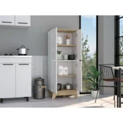 23.60 In. W X 15.70 In. D X 59.20 In. H White Particle Board Freestanding Linen Cabinet With Door And Shelves In White -FURITURE SALE SHOP white tahanbath linen cabinets ct xl 123099 31 1000