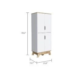 23.60 In. W X 15.70 In. D X 59.20 In. H White Particle Board Freestanding Linen Cabinet With Door And Shelves In White -FURITURE SALE SHOP white tahanbath linen cabinets ct xl 123099 c3 1000