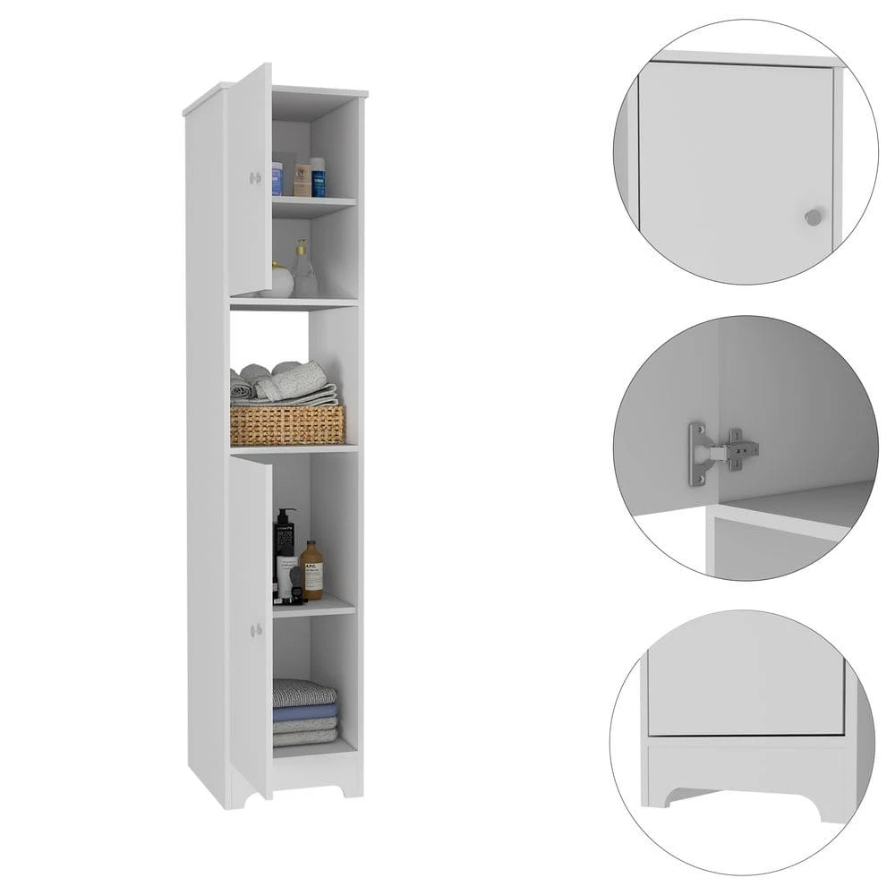 16 In. W X 14.30 In. D X 67.80 In. H White Particle Board Freestanding Linen Cabinet With Double Doors In White 4 16 In. W X 14.30 In. D X 67.80 In. H White Particle Board Freestanding Linen Cabinet With Double Doors In White - Image 4