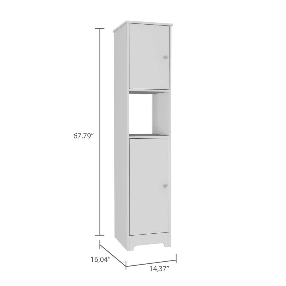 16 In. W X 14.30 In. D X 67.80 In. H White Particle Board Freestanding Linen Cabinet With Double Doors In White 3 16 In. W X 14.30 In. D X 67.80 In. H White Particle Board Freestanding Linen Cabinet With Double Doors In White - Image 3
