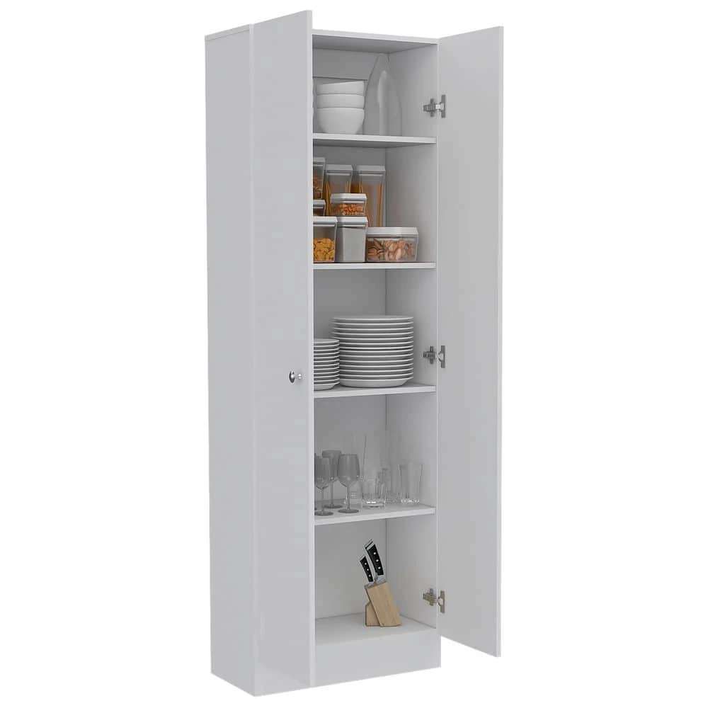 23.60 In. W X 11.80 In. D X 11.80 In. H White Particle Board Freestanding Linen Cabinet With Five Shelves In White 4 23.60 In. W X 11.80 In. D X 11.80 In. H White Particle Board Freestanding Linen Cabinet With Five Shelves In White - Image 4