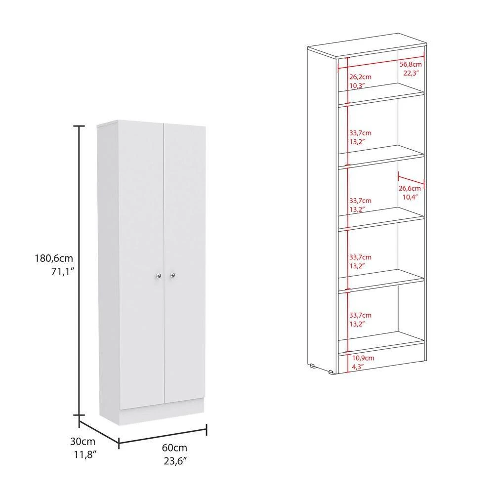 23.60 In. W X 11.80 In. D X 11.80 In. H White Particle Board Freestanding Linen Cabinet With Five Shelves In White 3 23.60 In. W X 11.80 In. D X 11.80 In. H White Particle Board Freestanding Linen Cabinet With Five Shelves In White - Image 3