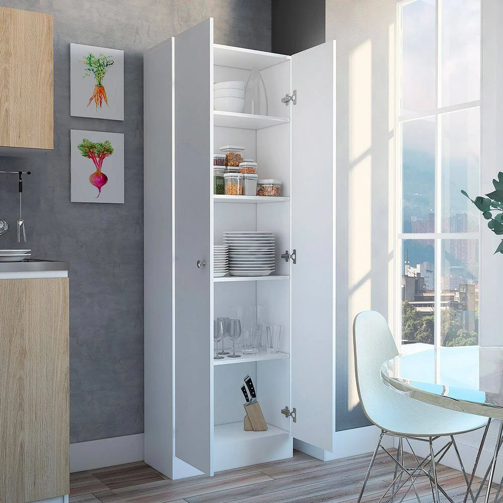 23.60 In. W X 11.80 In. D X 11.80 In. H White Particle Board Freestanding Linen Cabinet With Five Shelves In White 2 23.60 In. W X 11.80 In. D X 11.80 In. H White Particle Board Freestanding Linen Cabinet With Five Shelves In White - Image 2